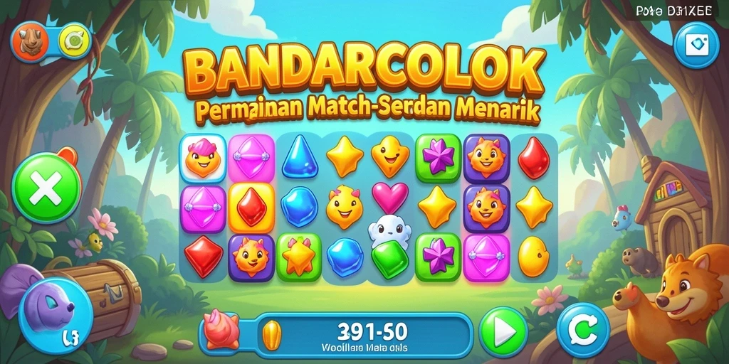 Screenshot menampilkan aksi mencocokkan elemen dalam game Match-3.