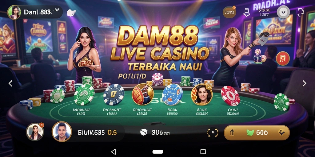 Screenshot utama DAM88 menampilkan gameplay Live Casino yang mendebarkan.