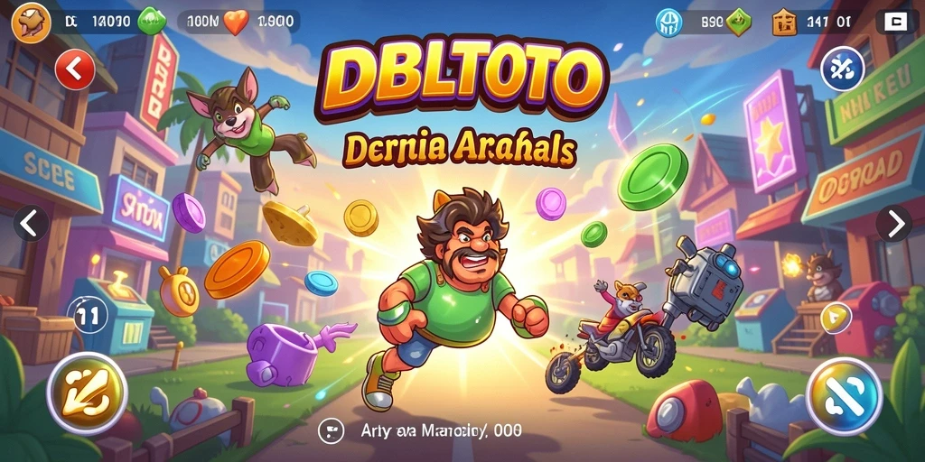 Screenshot utama DBLTOTO menampilkan aksi seru dalam permainan Arcade.