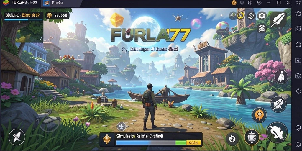Tampilan gameplay FURLA77 dengan aktivitas seru di dunia virtual.