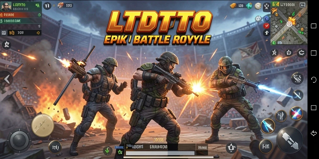 Tampilan permainan LTDTOTO yang mendebarkan di arena Battle Royale.