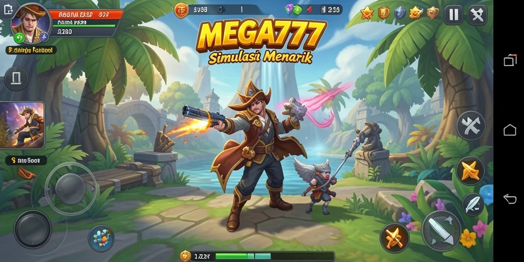 Tampilan gameplay MEGA777 yang menarik dengan fitur simulation yang mendalam.