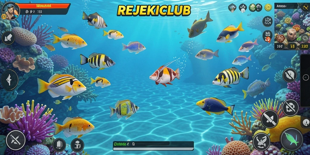 Tampilan gameplay menarik di REJEKICLUB saat menangkap ikan.