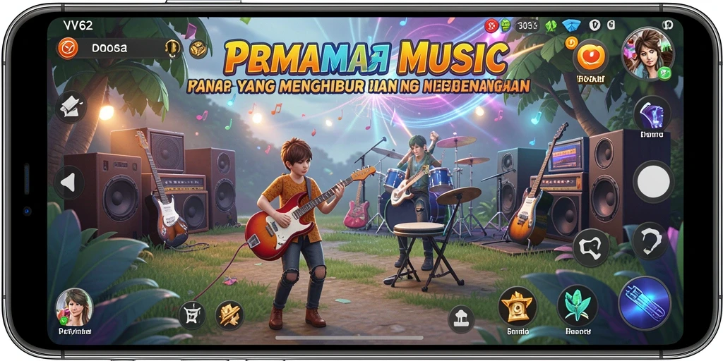 Tampilan gameplay menarik dari aplikasi musik VV62.